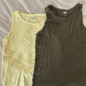 2 pack old navy tanks - yellow and olive green- TALL